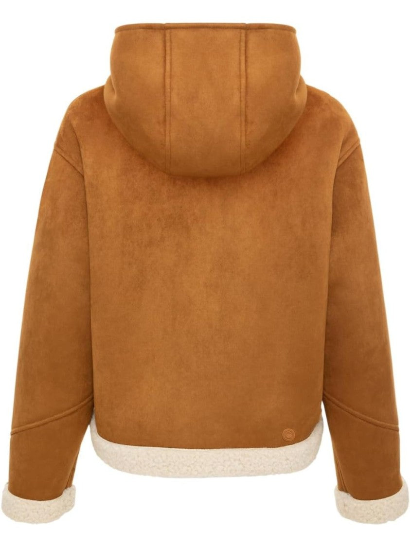 Colmar Cropped Plush Shearling Lined Hooded Jacket