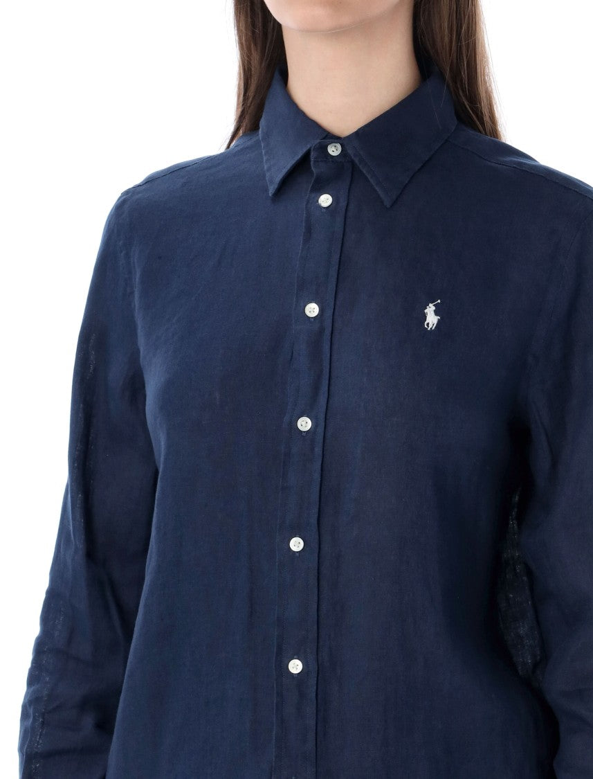 Polo Ralph Lauren Long-Sleeved Linen Shirt With Pointed Collar