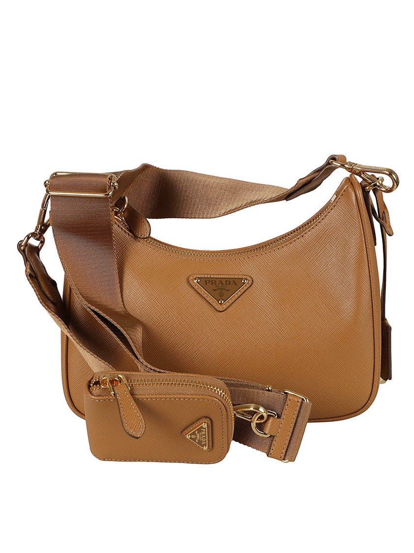Prada Structured Leather Bag With Removable Pouch
