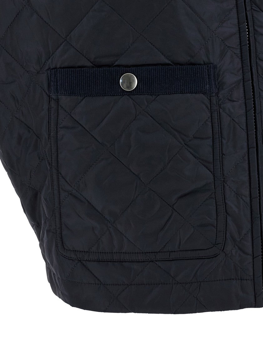 Prada Diamond Quilted Re-Nylon Vest With Corduroy Details