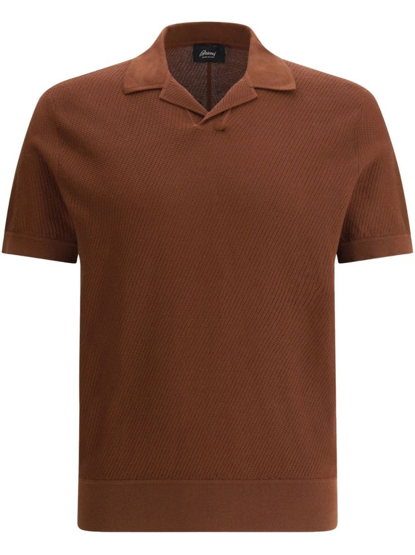Brioni Short-Sleeved Jacquard Cotton Polo