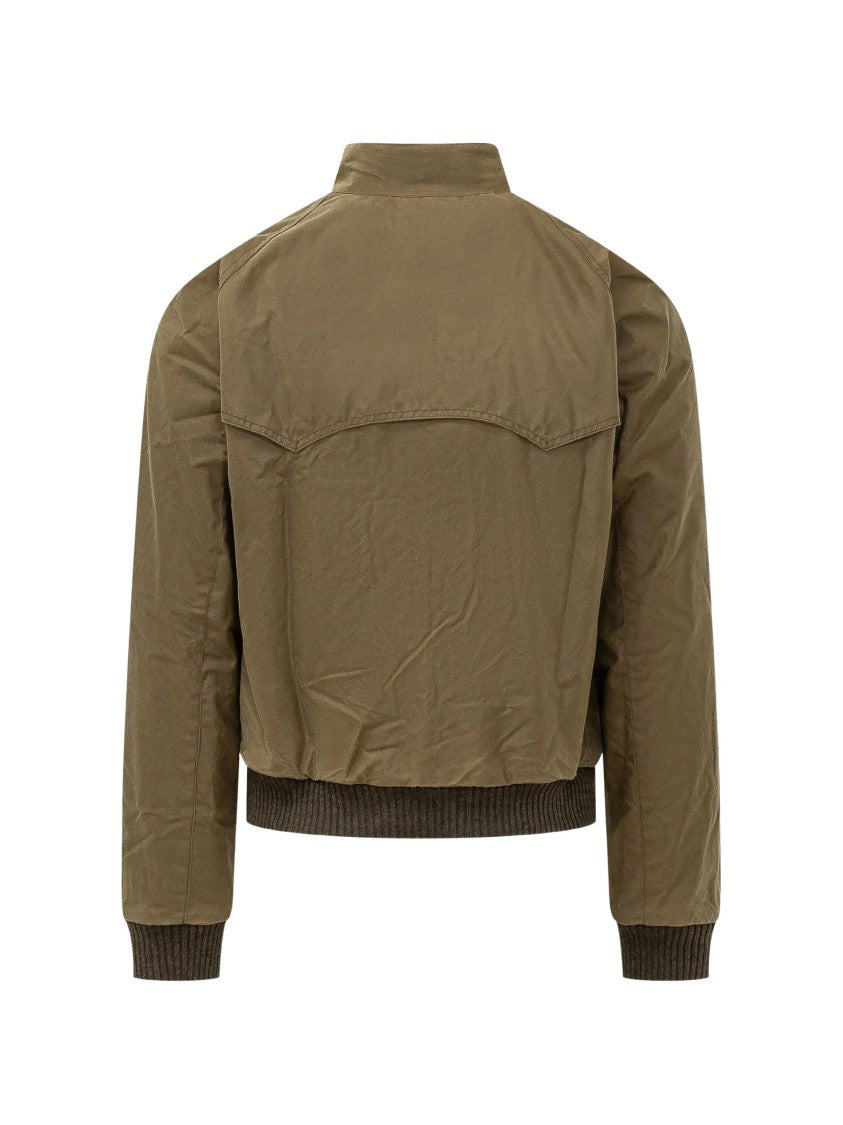 Barbour Cropped Boxy Wax Jacket With High Collar And Utility Pockets