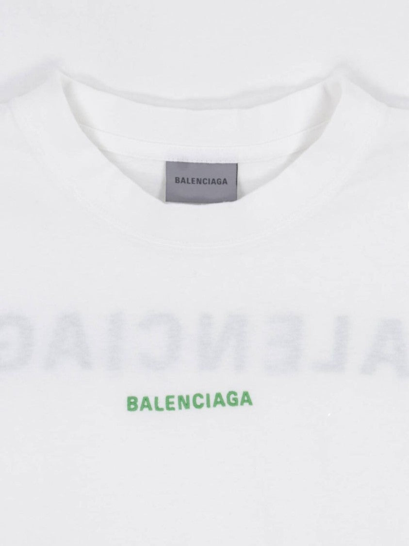 Balenciaga Relaxed Fit Text Print White Cotton T-Shirt