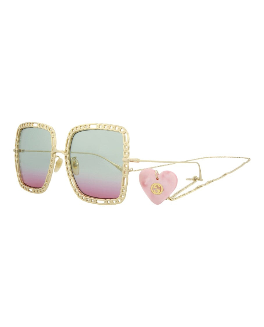 Gucci Square-Frame Metal Sunglasses