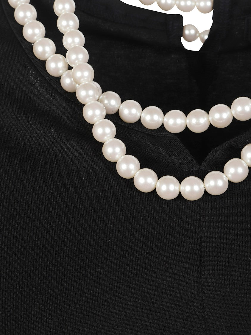 Junya Watanabe Black Pearl Necklace Detail Cotton T-Shirt