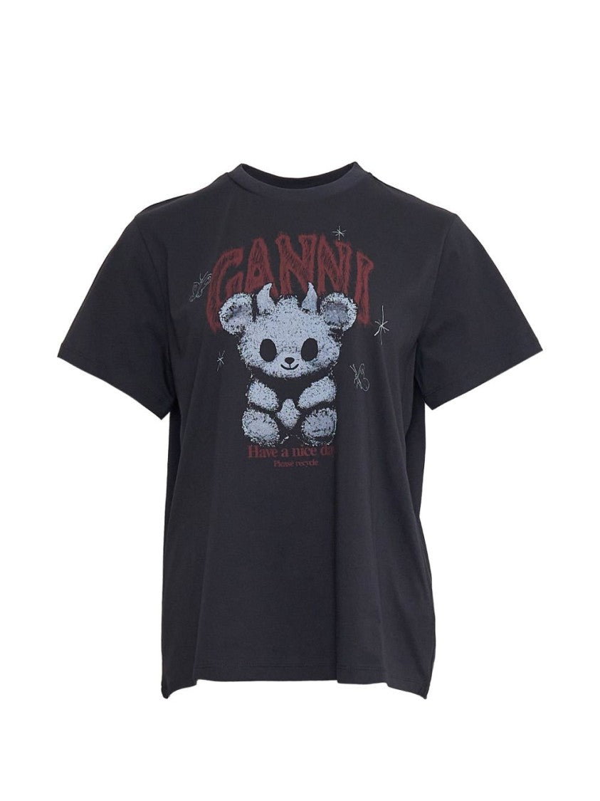 Ganni Black Character Graphic T-Shirt