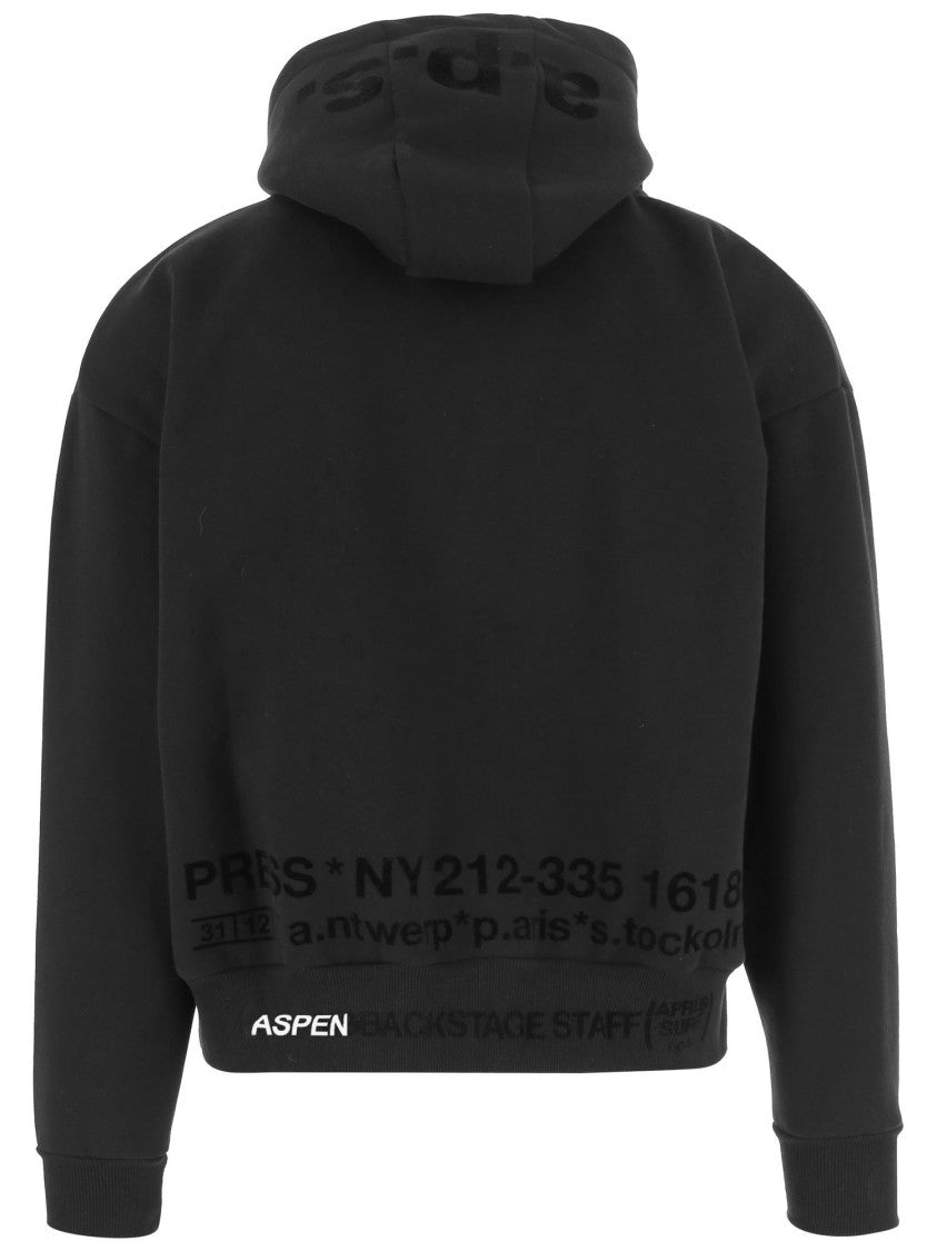Apres Surf Hooded Black Sweatshirt With Contrasting Logo And Kangaroo Pocket