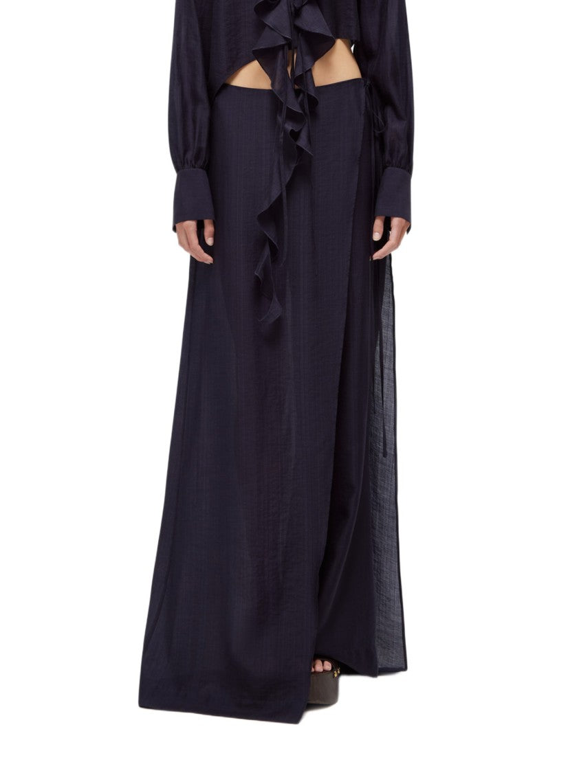 Blugirl Layered Blue Maxi Skirt-Pants Hybrid With Tied Side Panel