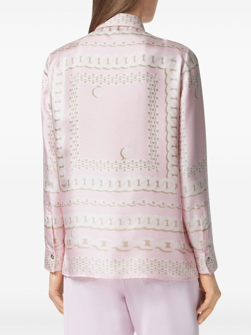 Versace Light Pink Shirt With Classic Collar And Buttoned Cuffs