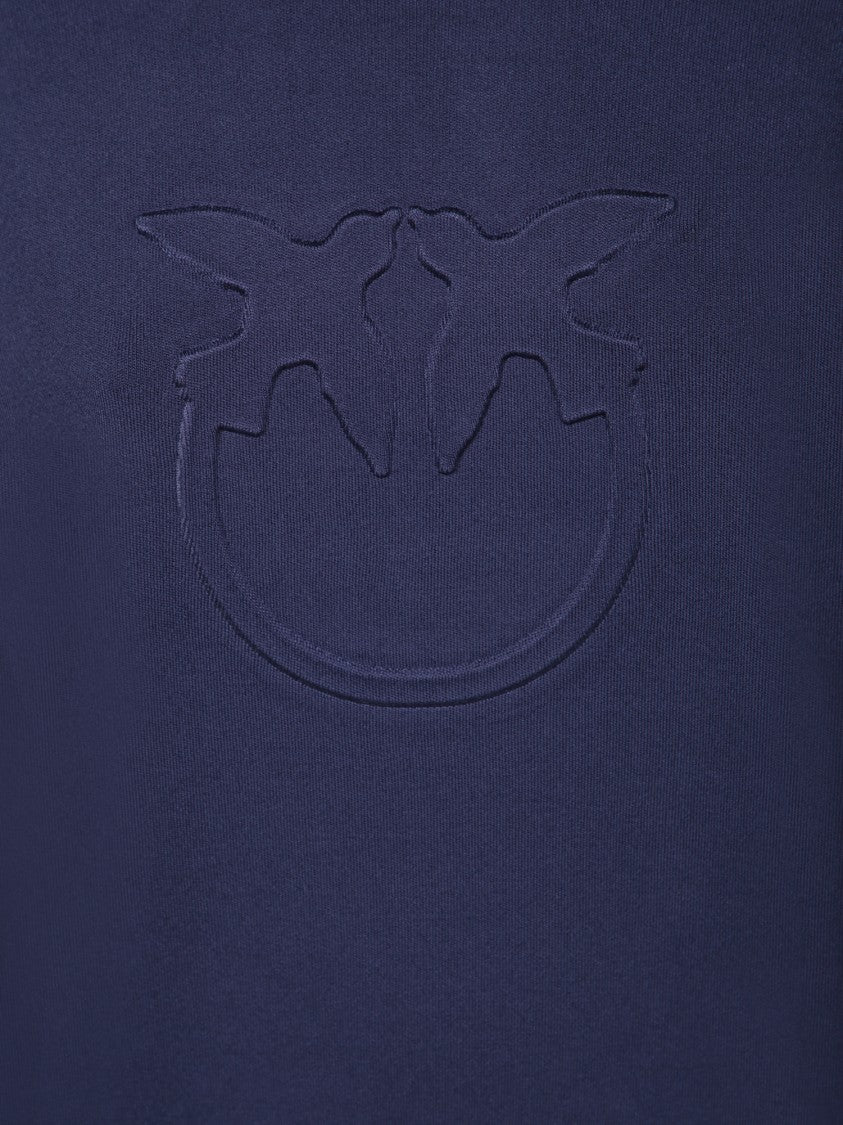 Pinko Two-Tone Blue Sweater With Embossed Logo Detail