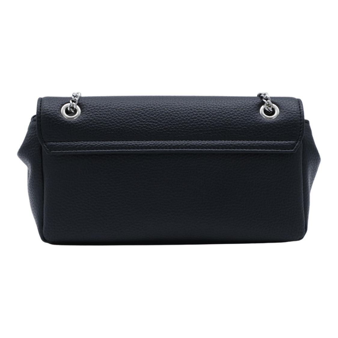 Vivienne Westwood Rectangular Black Pebbled Leather Bag With Silver Chain Strap