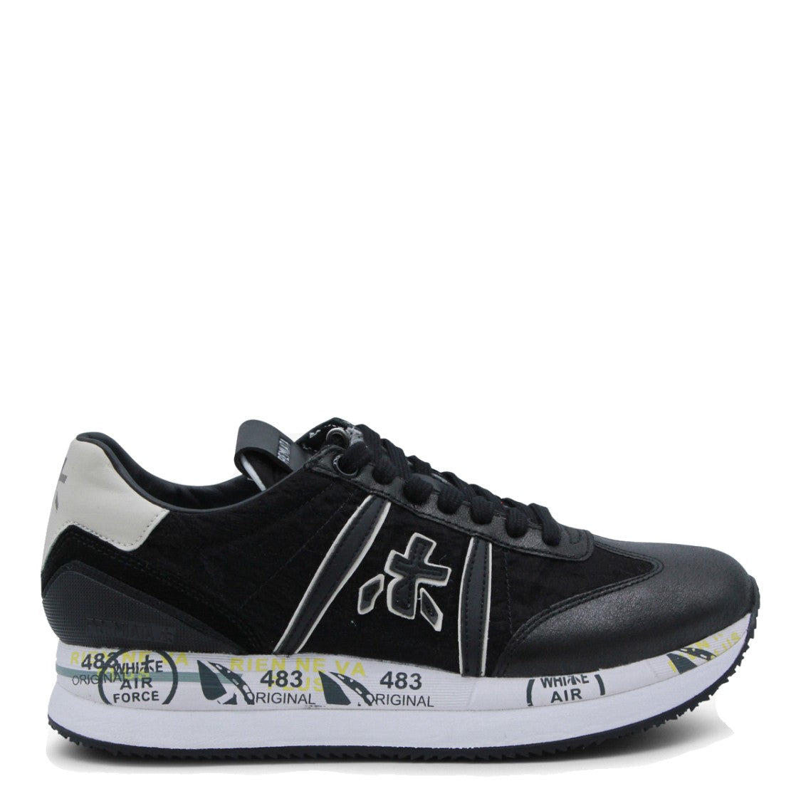 Premiata Textured Black Sneakers With Contrasting Details