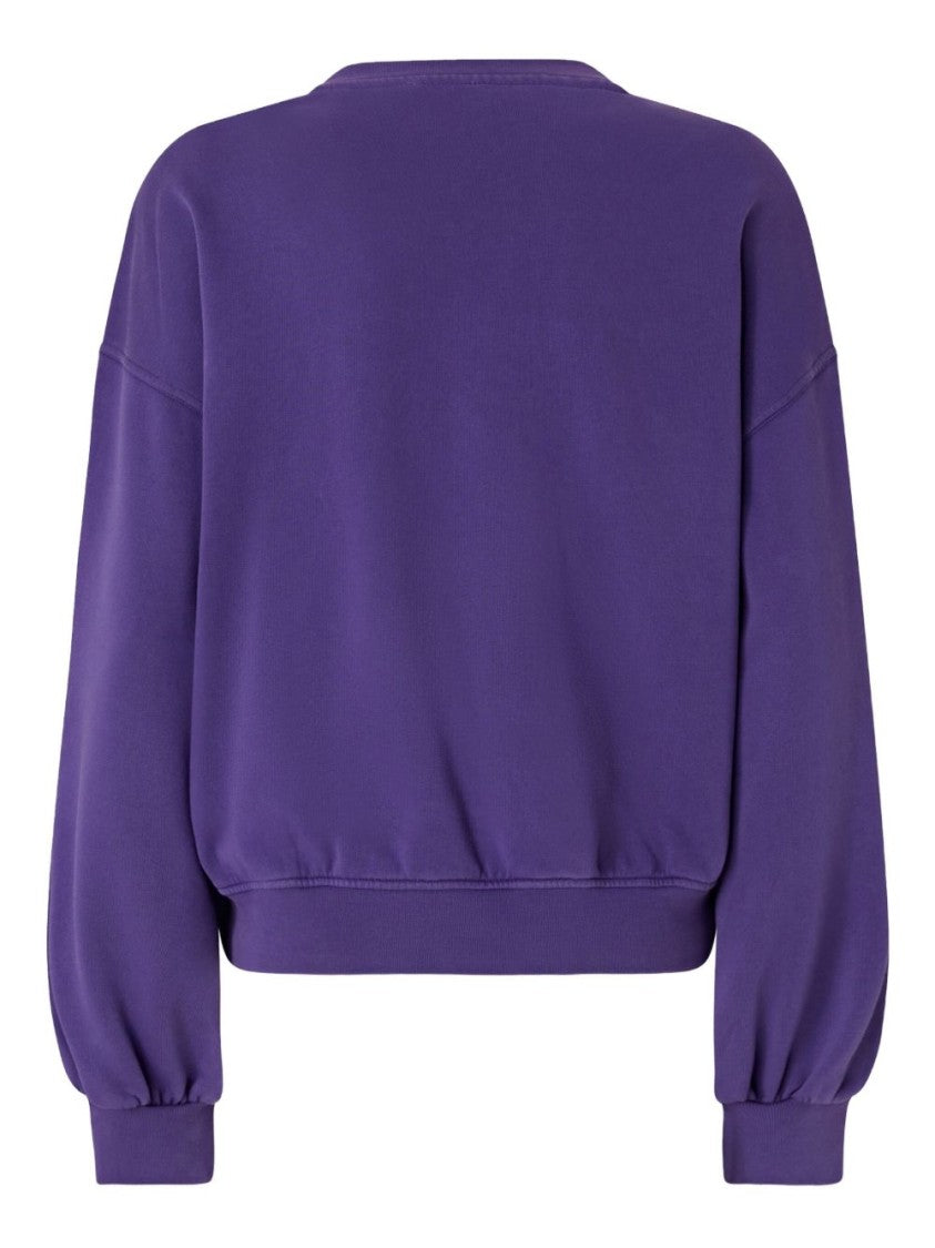 Pinko Relaxed-Fit Purple Sweatshirt With Love Birds Embroidery