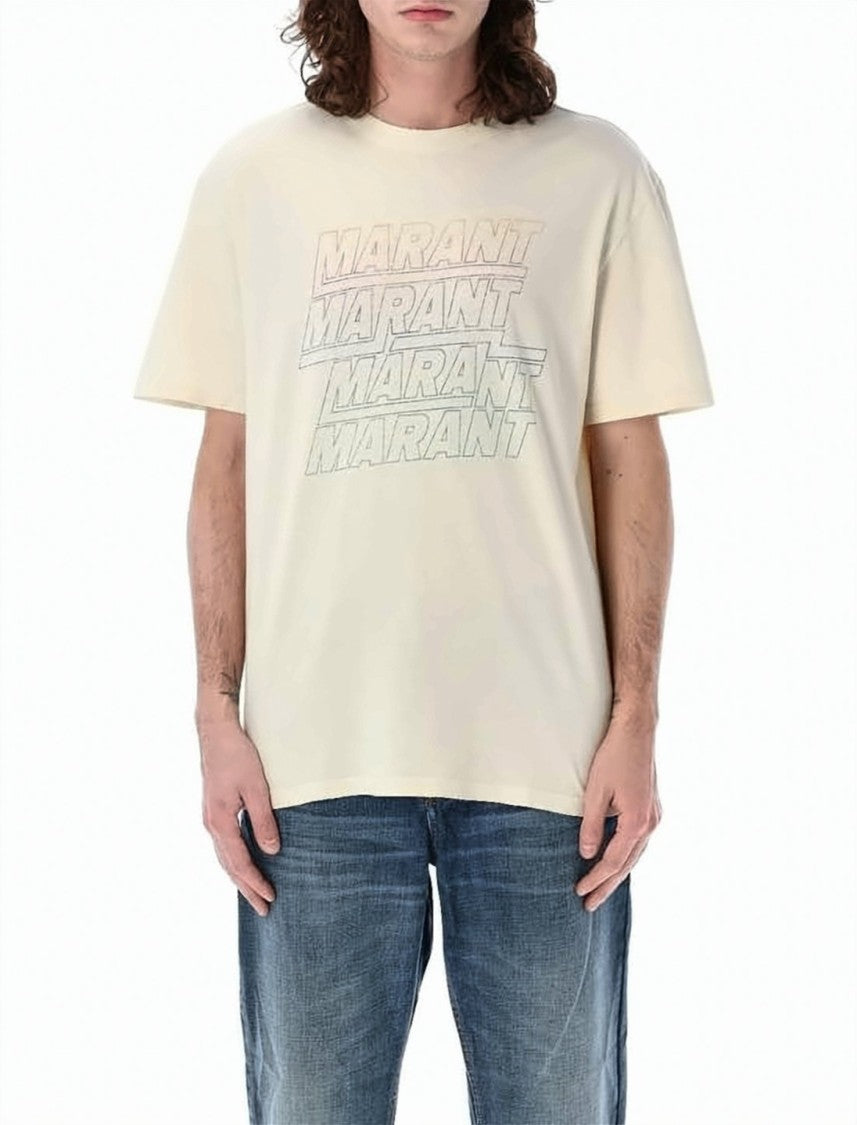 Isabel Marant Relaxed Fit Graphic Tee With Pastel Text Design