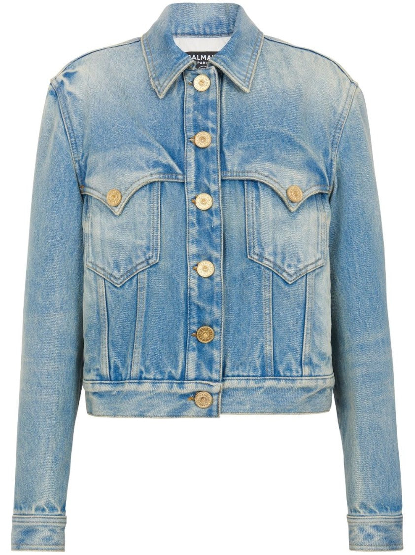 Balmain Cropped Denim Jacket