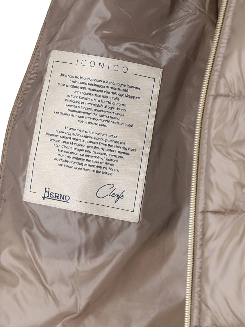 Herno Taupe Cleofe Zip-Up Fabric Puffer Jacket