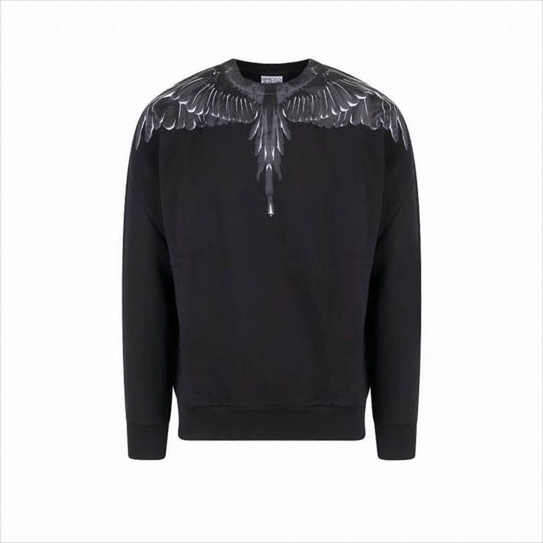 Marcelo Burlon Black Sweatshirt With Intricate Feather Embellishments