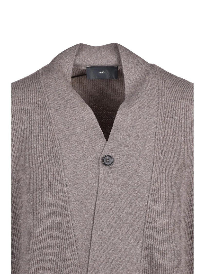 Liu Jo Beige Wool-Cashmere Asymmetric Cardigan