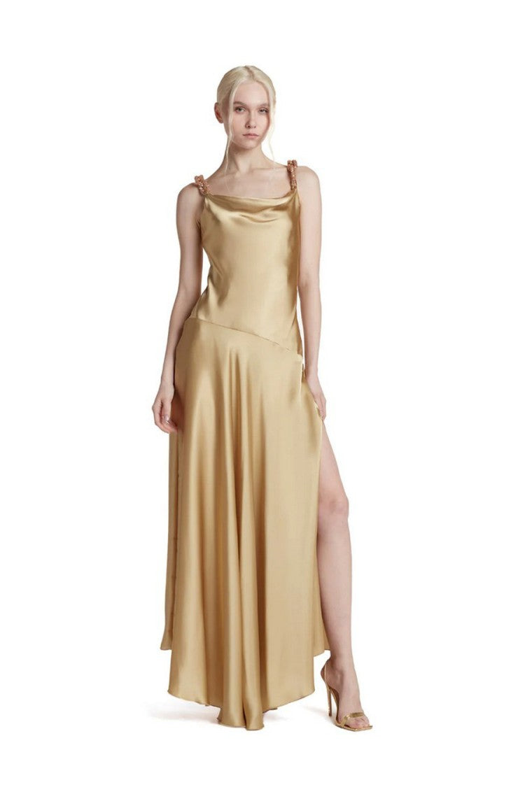 Simona Corsellini Brown Chiffon Maxi Dress