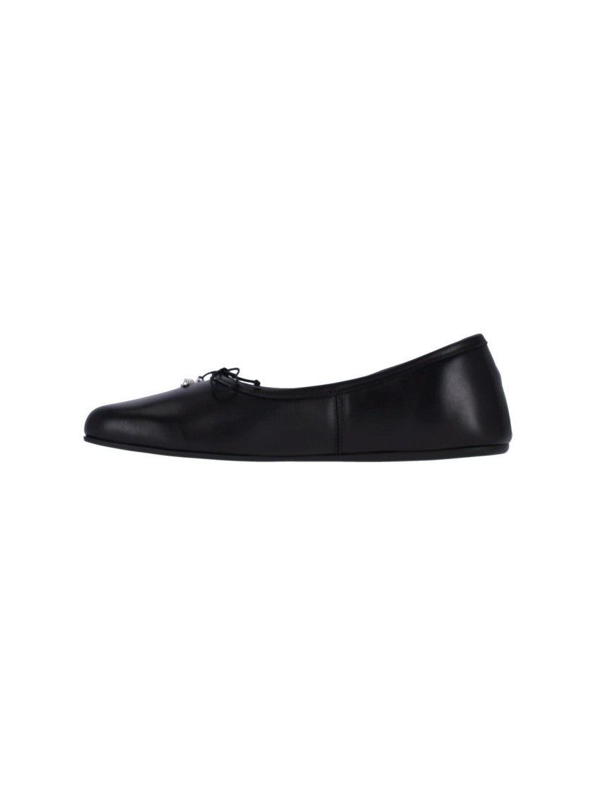 Vivienne Westwood Black Leather Flats With Rounded Toe