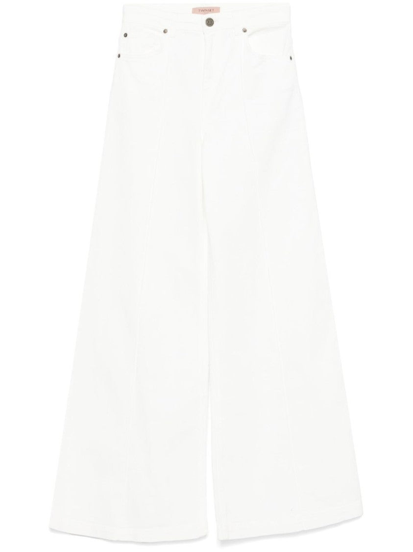 Twin-Set Wide-Leg High-Waist Denim Jeans