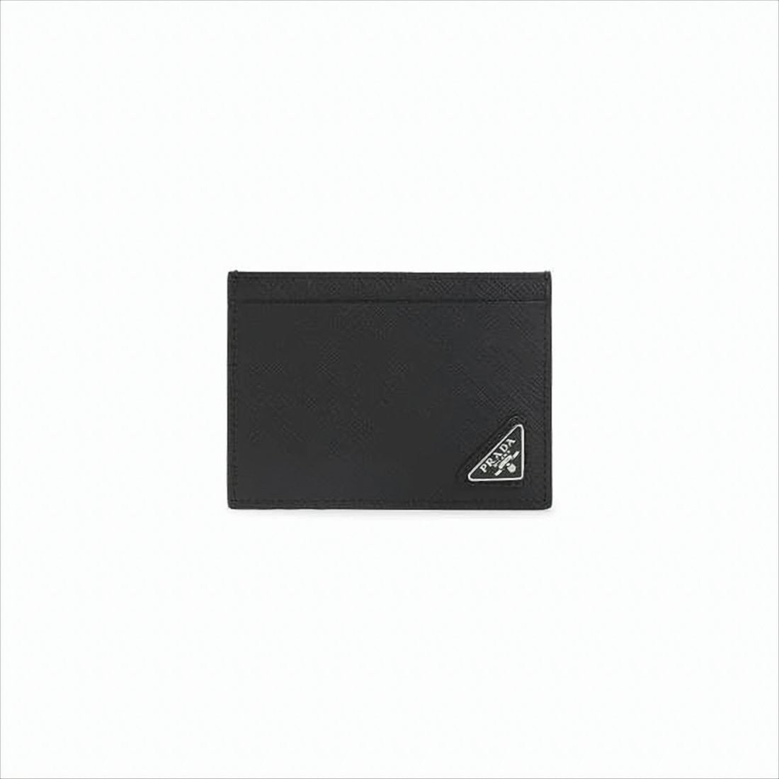 Prada Textured Calf Leather Cardholder With Triangular Logo