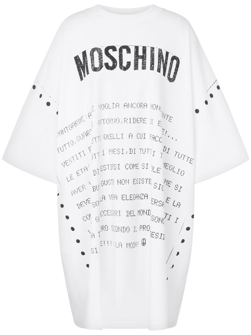 Moschino Oversized White Dress With Graphic Elements