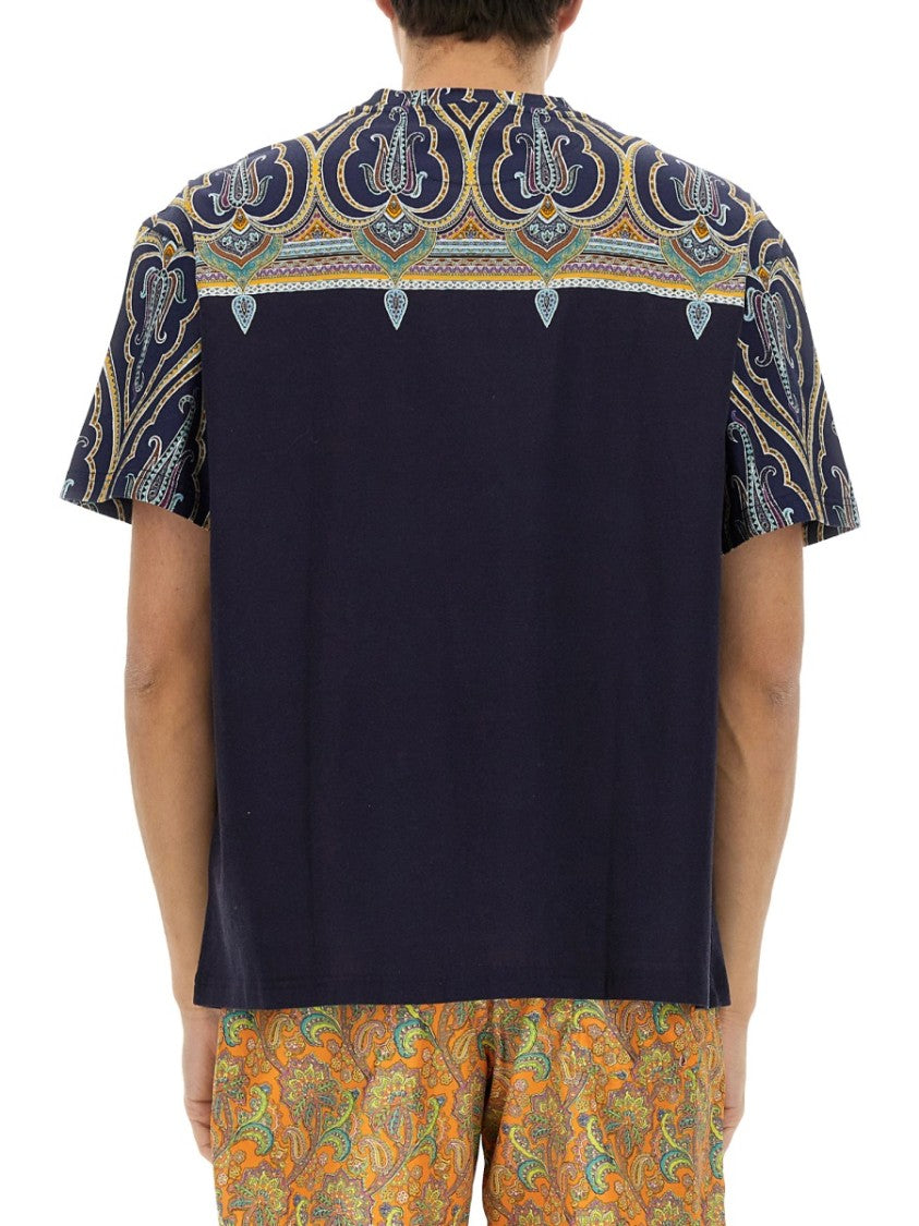 Etro Patterned Yoke Cotton T-Shirt With Relaxed Fit