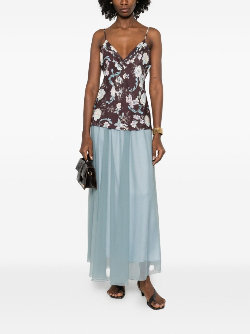 Forte Forte Floral-Patterned V-Neck Sleeveless Top With Adjustable Straps