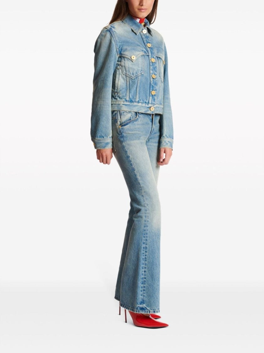 Balmain Cropped Denim Jacket