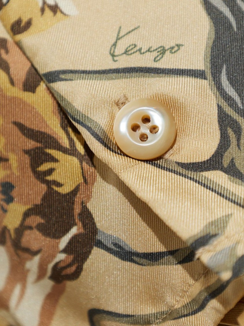 Kenzo Short-Sleeved Floral Top With Adjustable Drawstring Hem