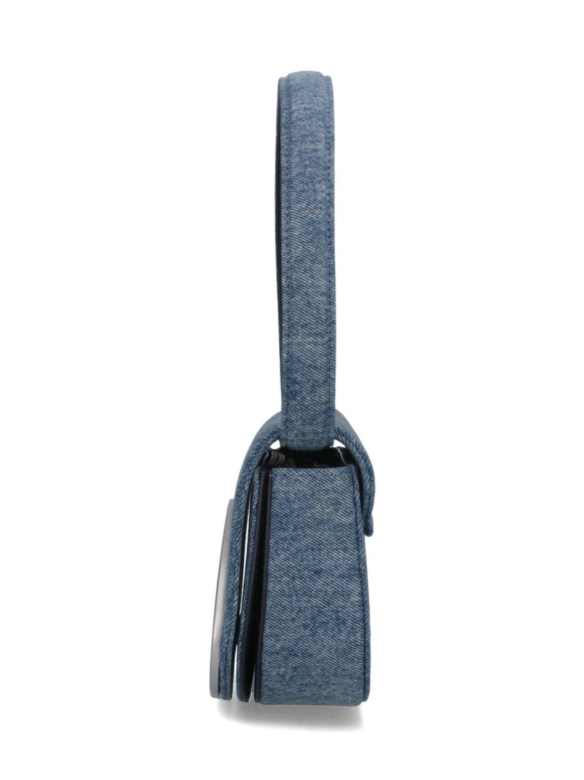 Diesel Shoulder Bag In Blue Denim With Leather Trims