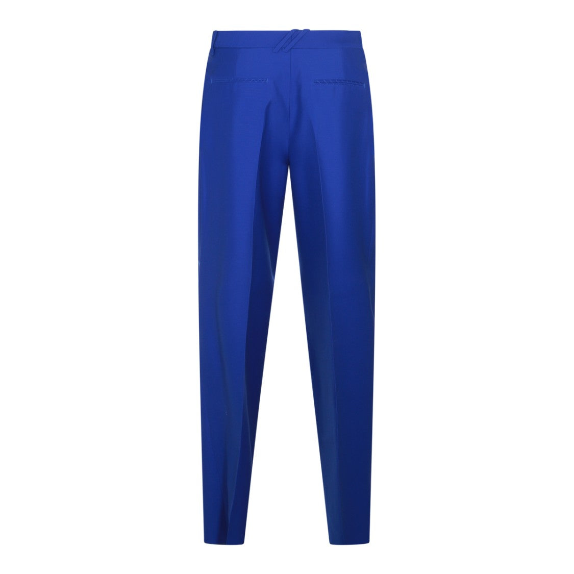 Burberry Vibrant Blue Wool Trousers With Tailored Fit And Ring Embellishment