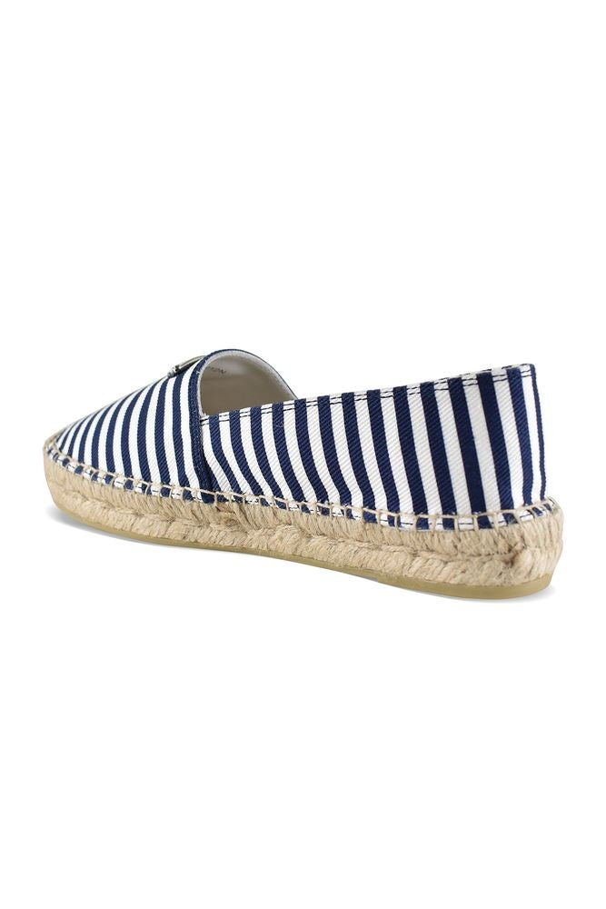 Prada Nautical Canvas Espadrilles With Triangular Metal Logo