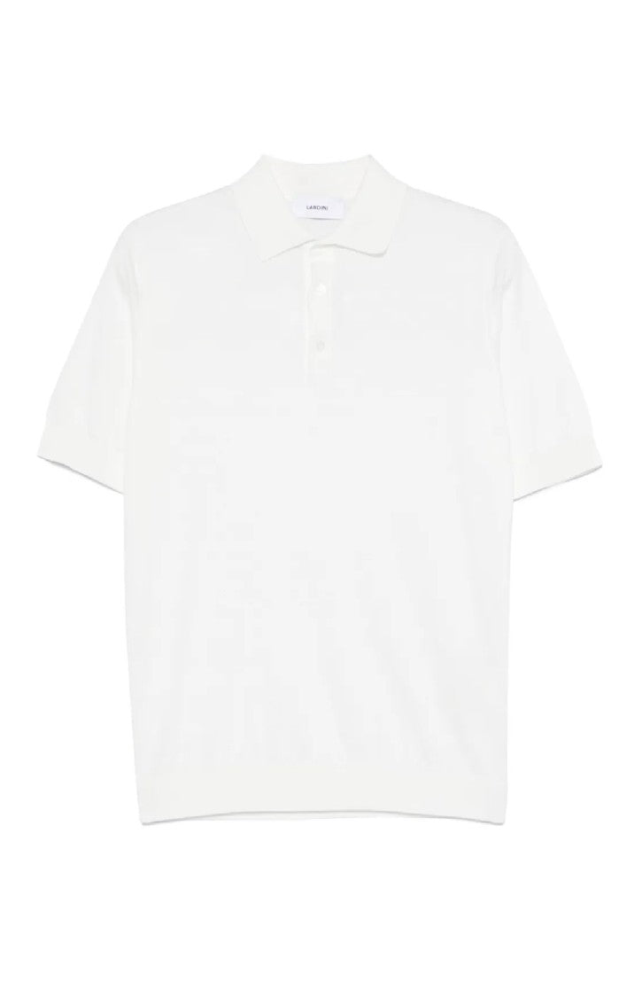Lardini Classic White Polo Shirt With Traditional Collar