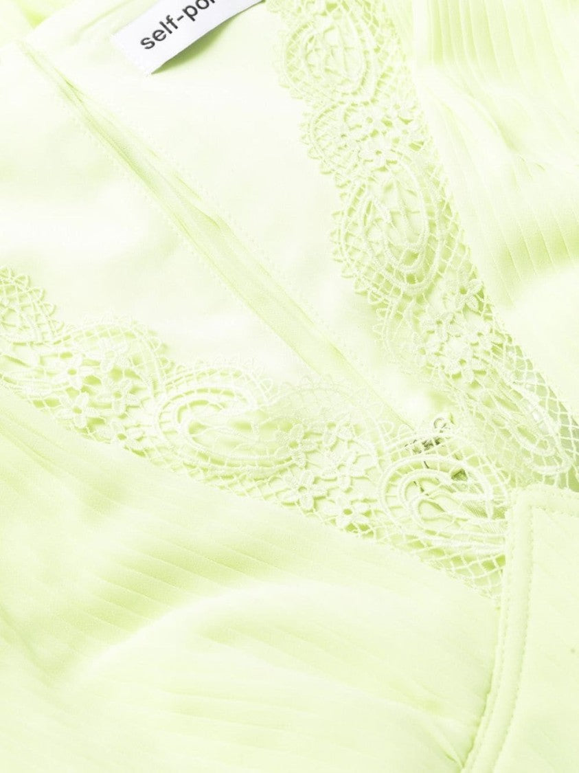 Self-Portrait Green Chiffon Midi Dress