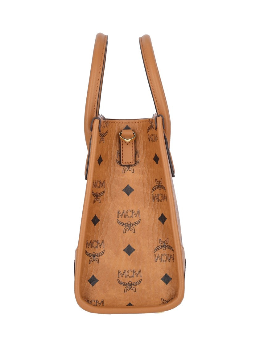 Mcm Structured Monogram Print Tote Bag