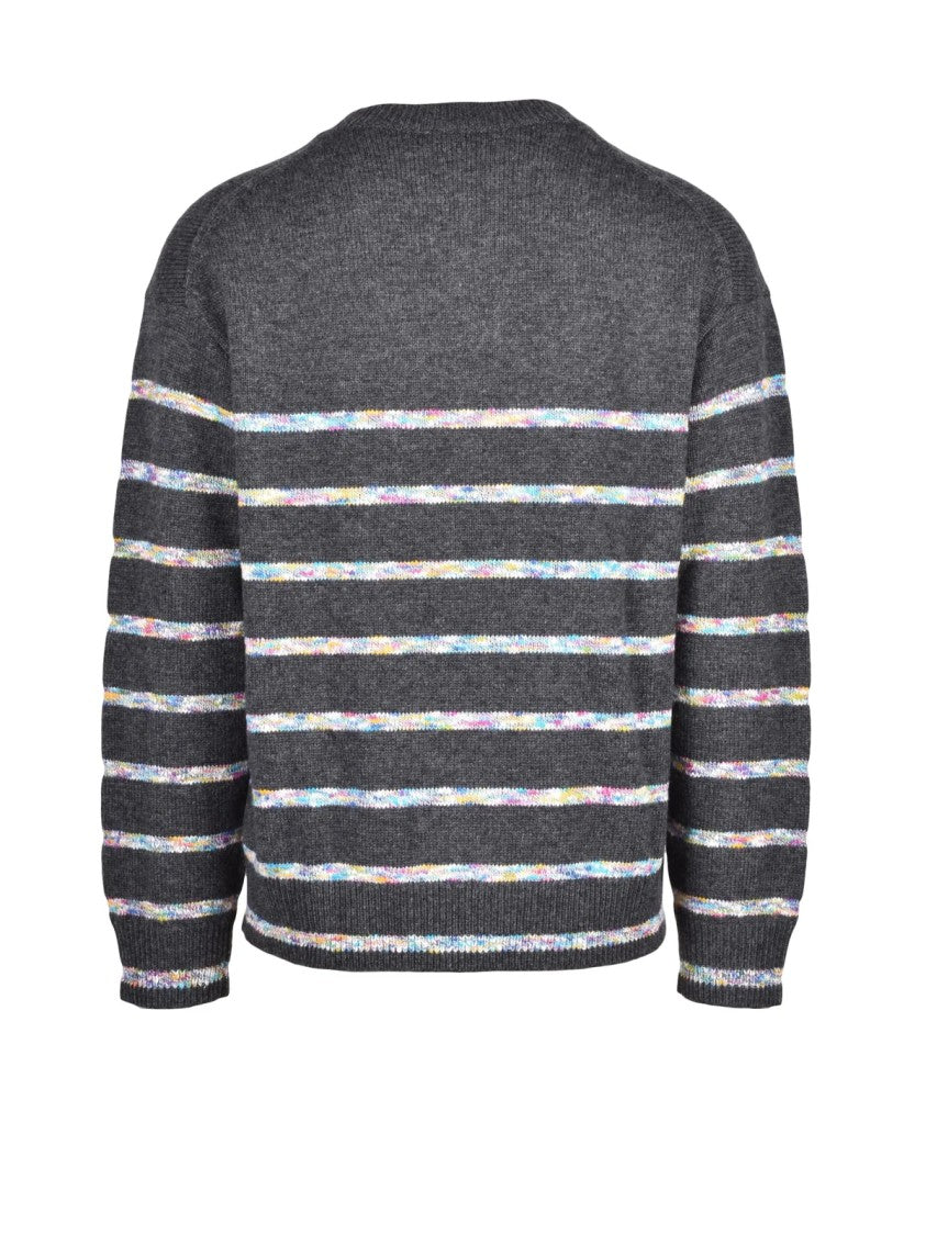 Paul Smith Grey Striped Wool-Blend Crewneck Sweater