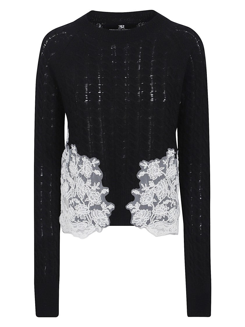 Ermanno Scervino Open-Knit Black Sweater
