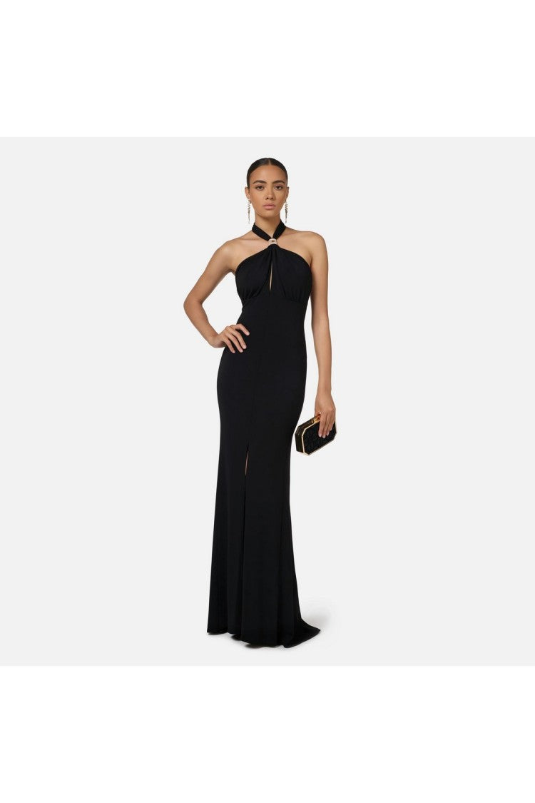 Elisabetta Franchi Black Viscose Maxi Dress