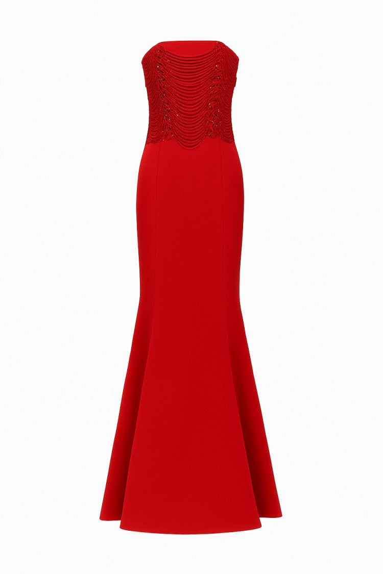 Amen Strapless Red Mermaid Dress