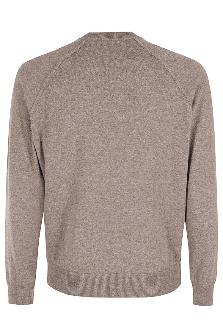 Filippo De Laurentiis Taupe Wool & Cashmere Raglan Crewneck Sweater