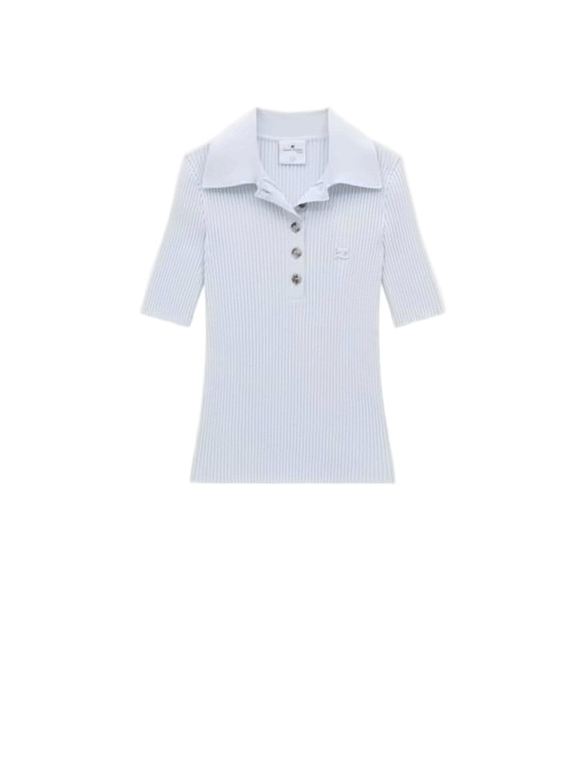 Courrèges Ribbed Short-Sleeved Polo Shirt With Classic Collar