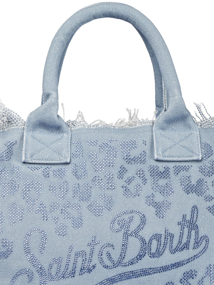 Mc2 Saint Barth Blue Vanity Cotton Fringed Shoulder Bag