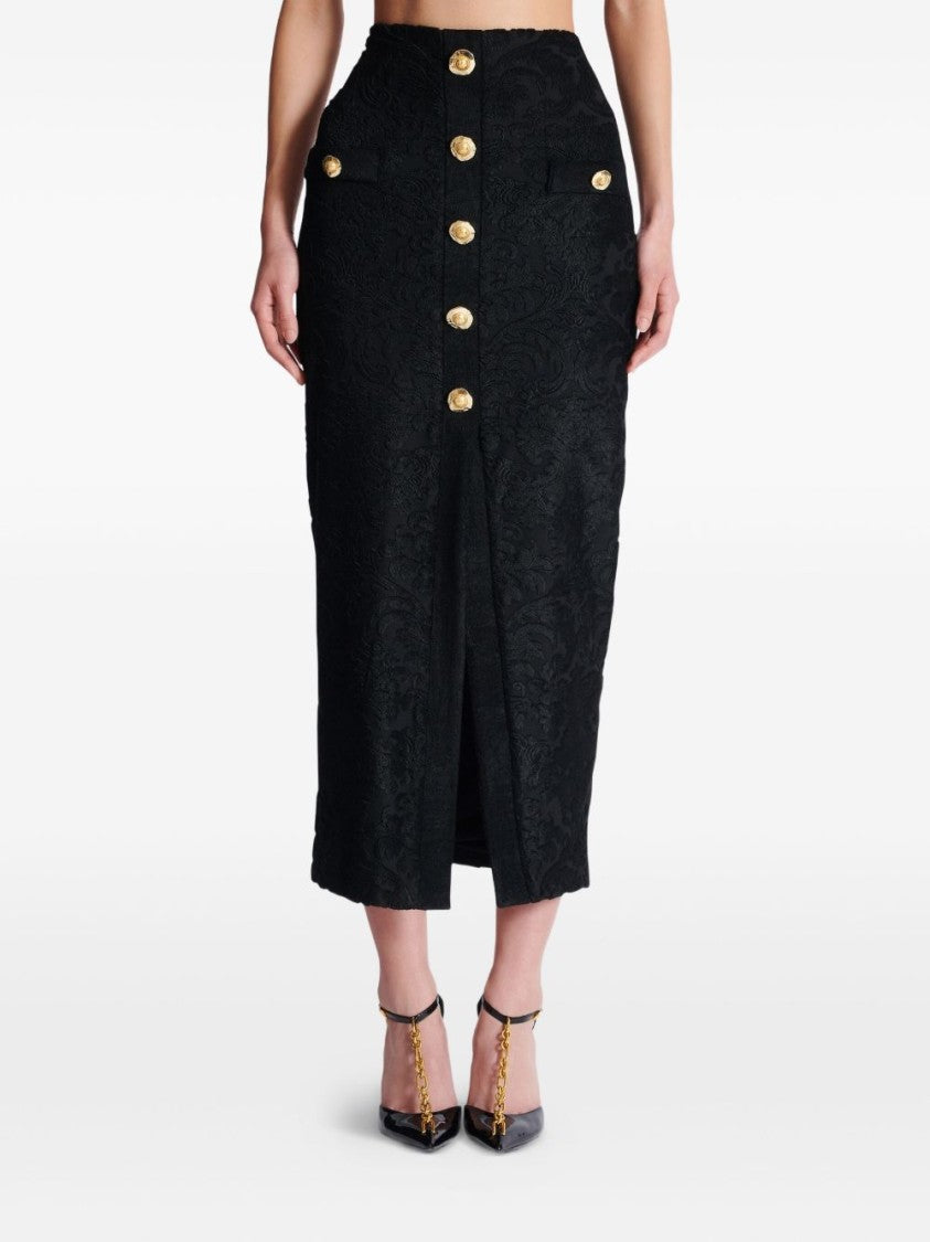 Balmain Baroque Pattern Midi Skirt