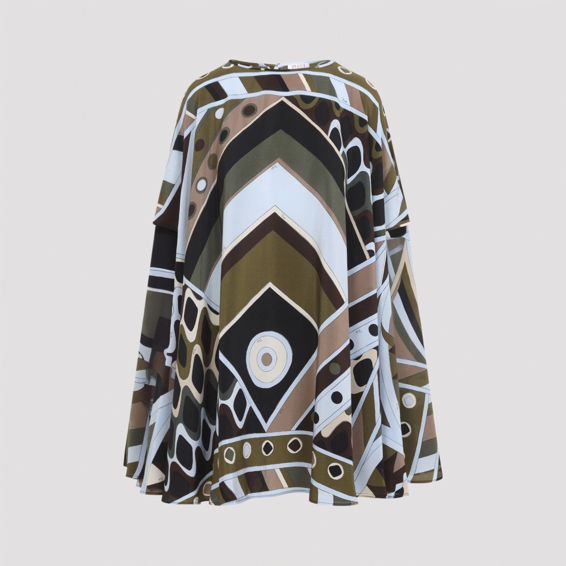 Pucci Geometric Pattern Silk Dress With Wide Sleeves