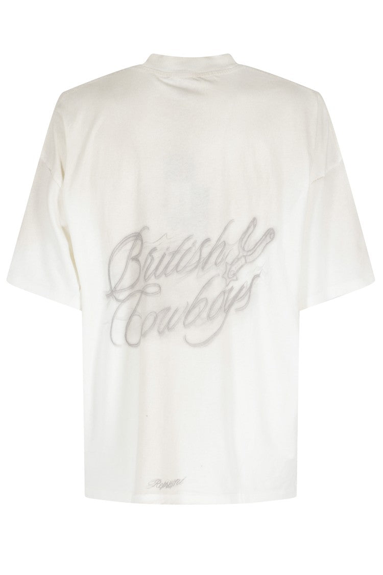 Represent Ecru British Cowboys Graphic Printed Cotton T-Shirt