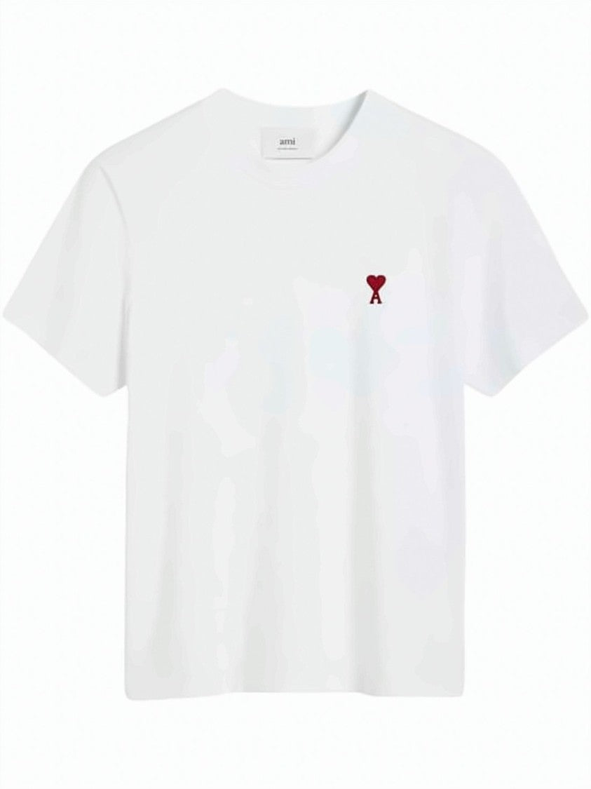 Ami Paris Minimalist Short-Sleeve T-Shirt With Embroidered Heart