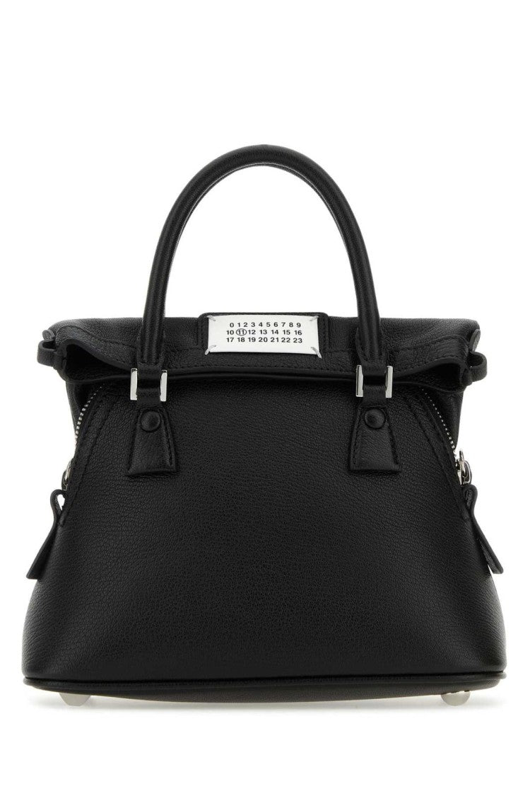 Maison Margiela Trapezoidal Handbag With Textured Finish And Chain Detail