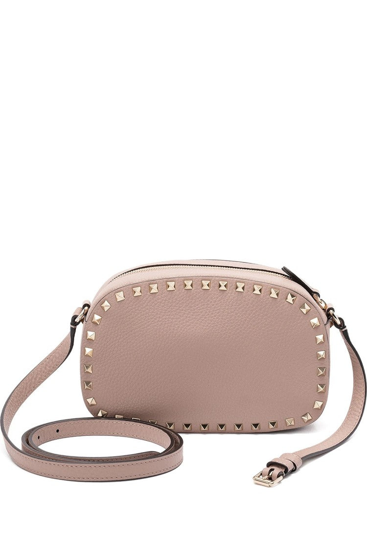 Valentino Garavani Pink Rockstud Trim Adjustable Strap Leather Shoulder Bag